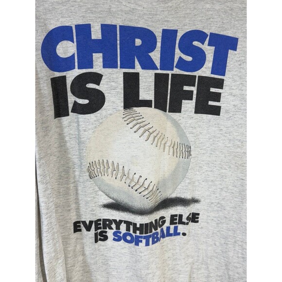 Vintage Christ Is Life Everything Else Is Softball Jesus Shirt XL Delta - Picture 4 of 9